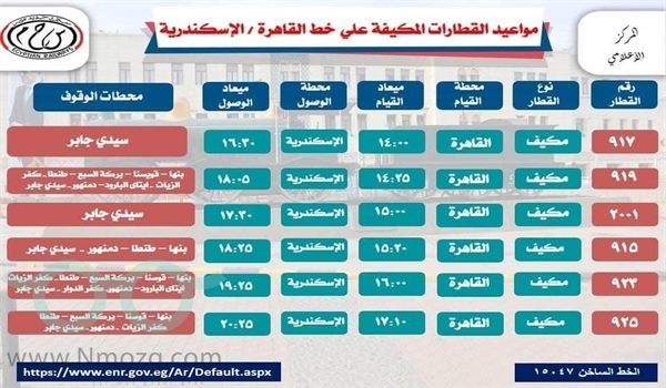 جدول مواعيد القطارات 2021