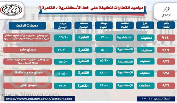 مواعيد قطارات القاهرة إسكندرية واسعارها